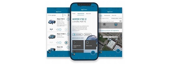 Bądź cały czas w kontakcie ze swoją kosiarką automatyczną Wiper, dzięki aplikacji „My robot Wiper” dostępnej dla Android oraz iOS. Za pomocą aplikacji możesz zmienić ustawienia robota oraz jesteś informowany, co w danym czasie robi kosiarka automatyczna Wiper. W modelu IKE komunikacja za pomocą łączności Bluetooth.