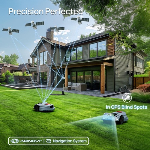Robot koszący C-MOW-X7 Orion Cedrus z technologią RTK do precyzyjnego koszenia trawnika o powierzchni do 6000 m²
